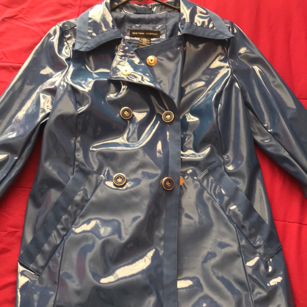 Blue rain coat